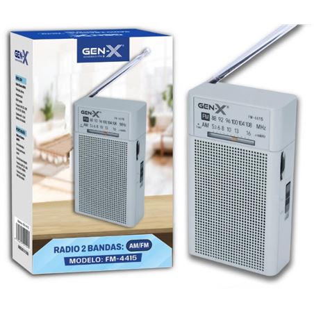 RADIO PORTATIL AM/FM ANALOGICA ALTA SENSIBILIDAD PLATA FM-4415 GEN-X - FM-4415