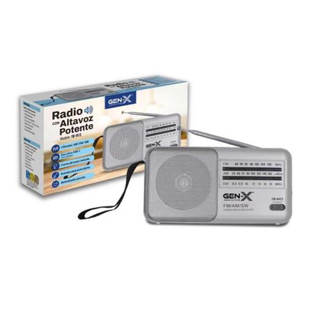 RADIO PORTATIL CLASICA SW/AM/FM ANALOGICA PLATA FM-4413 GEN-X - FM-4413