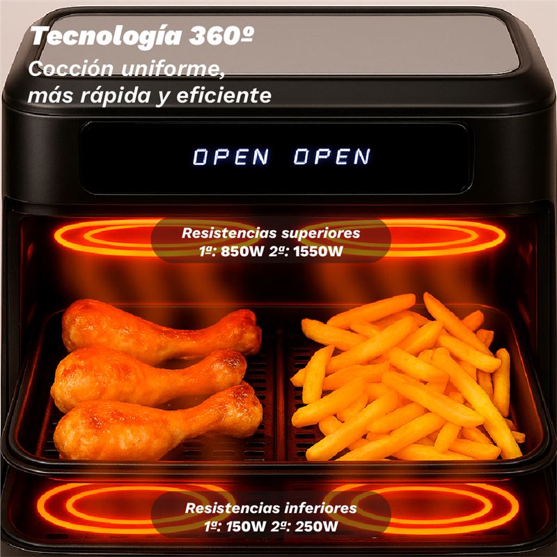 FREIDORA DE AIRE 10 LITROS 2800W CUBETOS FLEXIBLES GRUNKEL - DUALFLEXFRYER-3