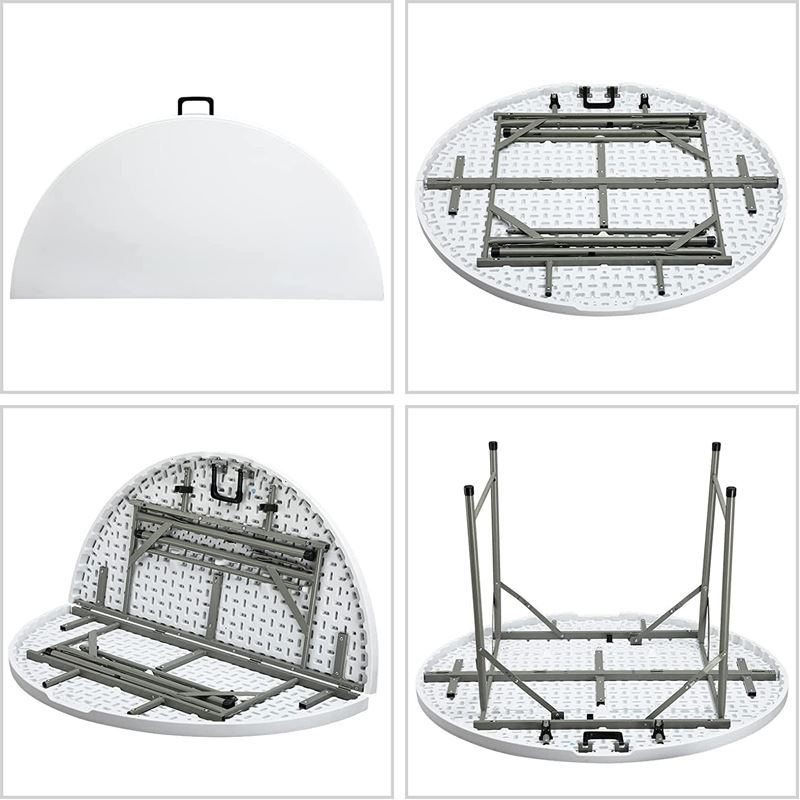 REACONDICIONADA MESA DE RESINA REDONDA PLEGABLE 160X74CM 4.5CM SUNGARDEN - SG0159-6