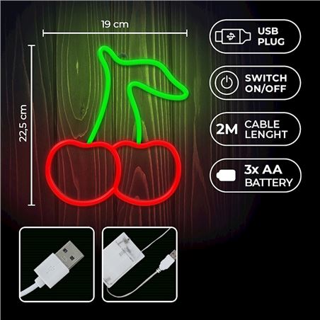 LAMPARA DECORATIVA NEON LED CHERRY FOREVER - RTV200038-1