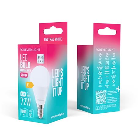 BOMBILLA LED G45 | 8.5W | 1000LM | E14 | LUZ BLANCA | FOREVER - RTV9000041