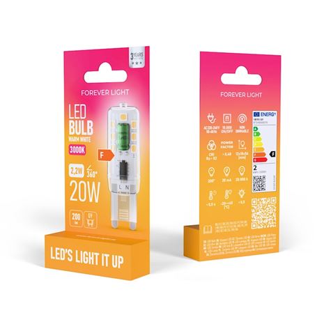 BOMBILLA LED G9 2.2W 200 LUMEN LUZ CALIDA FOREVER - RTV9000070