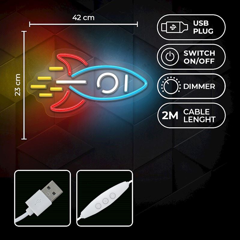 LAMPARA DECORATIVA NEON LED ROCKET FOREVER - RTV100474-2