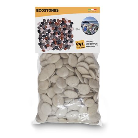 PIEDRAS DECORATIVAS JARDIN EN POLIPROPILENO REGENERADO 1KG BLANCO-GRIS CLAR - SASS1BI