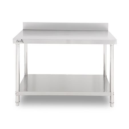 MESA DE TRABAJO ACERO INOXIDABLE 120X70X85CM CON RESPALDO CHEF PRO - CF0132-2