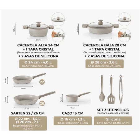 BATERIA DE COCINA 10 PIEZAS DENMARK MONIX - M689901-1