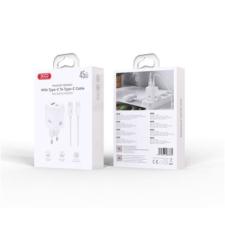 CARGADOR USB+USB-C 45W CON CABLE TIPO-C BLANCO XO - XOCE36TC-1