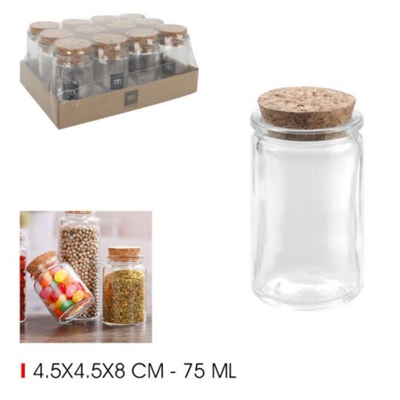 TARRO VIDRIO CON TAPON CORCHO 75ML LA MEDITERRANEA - BE03030476409