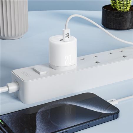 CARGADOR RAPIDO USB-A / USB-C 20W L144 BLANCO XO - XOL144WH-2