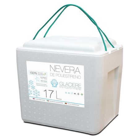 NEVERA DE POLIESTIRENO 17 LITROS CON ASAS CORDON - 10375