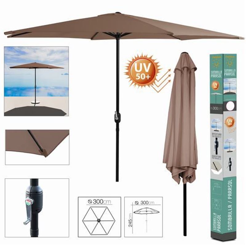 SOMBRILLA JARDIN 300CM METROS MARRON - 88793