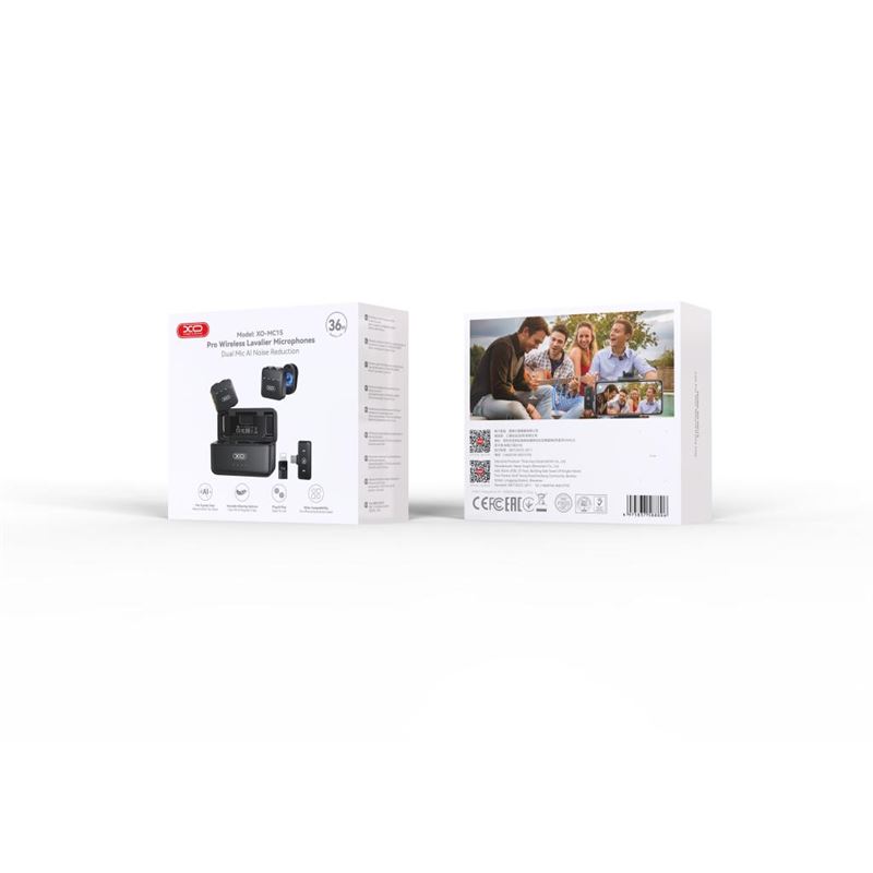 MICROFONO INALAMBRICO DE SOLAPA CON CAJA DE CARGA NEGRO MC15 XO - XOMC15BK-3