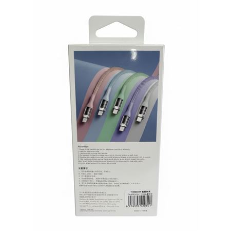 CABLE TIPO C A TIPO C 1 METRO 60W THREEKEY ROSA - TKNB05TCPK-1