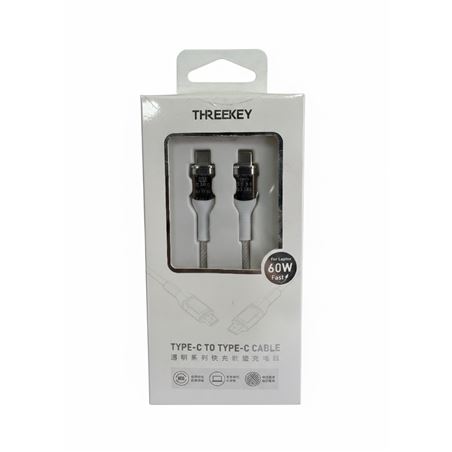 CABLE TIPO C A TIPO C 1 METRO 60W THREEKEY BLANCO - TKNB05TCWH