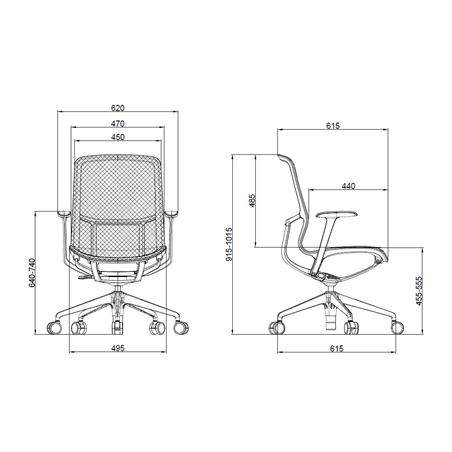 SILLA OFICINA GAMA SENSE ELEGANCE GRIS CROMAD - CR1212-5
