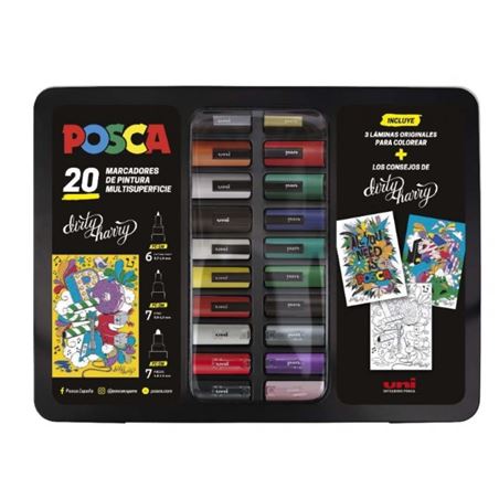 MALETA METALICA CON 20 MARCADORES CON TINTA BASE AGUA COLORES SURTIDOS - 182634820