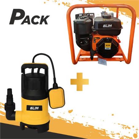 PACK MOTOBOMBA GASOLINA 7HP + BOMBA DE AGUA 400W BLIM - PACK188-1
