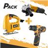 CALADORA 500W + RADIAL 115MM 600W + TALADRO 12V | BATERIA 1.5AH BLIM - PACK209