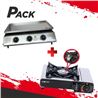 PLANCHA DE ASAR 3 FUEGOS INOXIDABLE + COCINA DE GAS PORTATIL MUVIP - PACK210