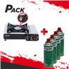 COCINA DE GAS PORTATIL BOMBONA CON FSD + 4 CARTUCHOS DE GAS - PACK211-1