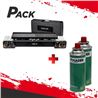 COCINA DE GAS DOBLE BOMBONA ACERO + PLANCHA + MALETIN + 2 CARTUCHOS GAS - PACK213-1