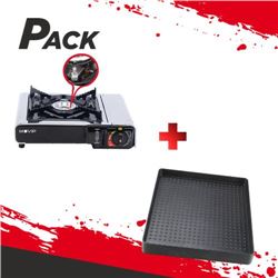 COCINA DE GAS PORTATIL BOMBONA CON FSD + PLANCHA DE ASAR PORTATIL 1 FUEGO - PACK215