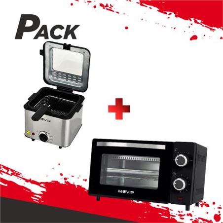 FREIDORA 1.5 LITROS INOXIDABLE 1000W + HORNO 10 LITROS 650W INOX - PACK218