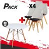 MESA REDONDA DESIGN D500 80CM BLANCA + 4 SILLAS DESIGN D1000 TRANS+NEGRO - PACK230
