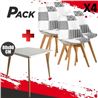 MESA DESIGN D900 80X80CM BLANCA + 4 SILLAS DESIGN D400 TELA PATCHWORK - PACK238