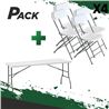MESA DE RESINA PLEGABLE 152X70X74CM + 4 SILLAS RESINA PLEGABLE 80X50X45CM - PACK244