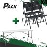 MESA DE RESINA PLEGABLE 152X70X74CM + 4 SILLAS RESINA PLEGABLE PRO 44X53X83 - PACK247