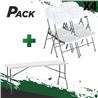 MESA DE RESINA PLEGABLE 152X70X74CM + 4 SILLAS RESINA PLEGABLE PRO 44X53X83 - PACK246