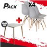 MESA DESIGN D900 80X80CM BLANCA + 4 SILLAS DESIGN D100 GRISES MUVIP - PACK223
