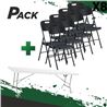 MESA DE RESINA PLEGABLE 240X74X74CM + 8 SILLAS RESINA PLEGABLE PRO 44X53X83 - PACK255