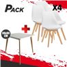 MESA DESIGN D900 80X80CM BLANCA + 4 SILLAS DESIGN D200 BLANCAS MUVIP - PACK232
