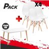 MESA DESIGN D900 120X80CM BLANCA + 4 SILLAS DESIGN D100 BLANCA MUVIP - PACK222