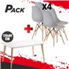 MESA DESIGN D900 120X80CM BLANCA + 4 SILLAS DESIGN D100 GRISES MUVIP - PACK225