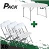 MESA DE RESINA REDONDA PLEGABLE 160X74 + 6 SILLAS RESINA PLEGABLE 80X50X45 - PACK256