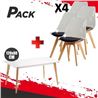 MESA DESIGN D900 120X80CM BLANCA + 4 SILLAS DESIGN D1000 TRANS+NEGRO - PACK231