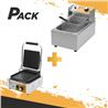 FREIDORA ELÉCTRICA 9 LITROS 2500W + SANDWICHERA INDUSTRIAL PLACA LISA 180W - PACK241