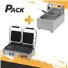 FREIDORA PROFESIONAL 9 LITROS 2500W + SANDWICHERA INDUSTRIAL DOBLE 3600W - PACK242