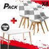 MESA DESIGN D900 120X80CM BLANCA + 4 SILLAS DESIGN D400 TELA PATCHWORK - PACK240
