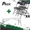 MESA DE RESINA PLEGABLE 152X70X74CM + 4 SILLAS RESINA PLEGABLE 80X50X45CM - PACK245