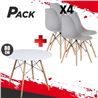 MESA REDONDA DESIGN D500 80CM BLANCA + 4 SILLAS DESIGN D100 GRISES MUVIP - PACK224