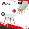 MESA REDONDA DESIGN D500 80CM BLANCA + 4 SILLAS DESIGN D1000 TRANSPARENTES - PACK227