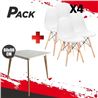 MESA DESIGN D900 80X80CM BLANCA + 4 SILLAS DESIGN D100 BLANCAS MUVIP - PACK220