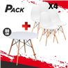 MESA REDONDA DESIGN D500 80CM BLANCA + 4 SILLAS DESIGN D100 BLANCAS MUVIP - PACK221