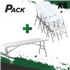 MESA DE RESINA PLEGABLE 180X70X74CM + 8 SILLAS RESINA PLEGABLE PRO 44X53X83 - PACK250
