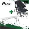 MESA DE RESINA PLEGABLE 180X70X74CM + 8 SILLAS RESINA PLEGABLE PRO 44X53X83 - PACK251